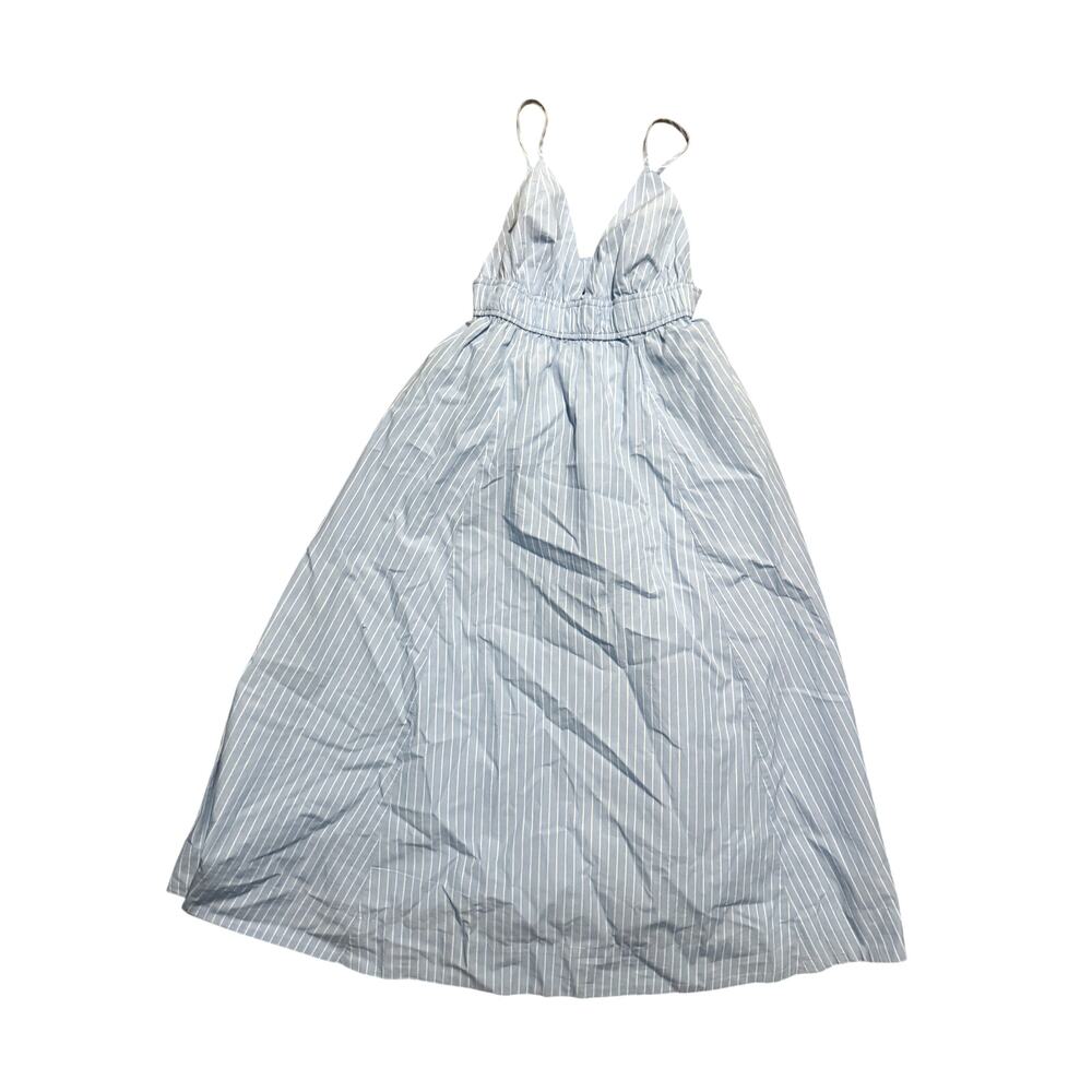 Aritzia Encourage Poplin Maxi Dress Blue White Stripe Euro Summer Small